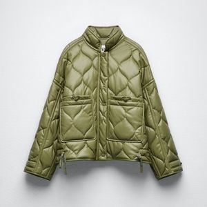 Zara faux leather quilted bomber jacket